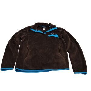 Patagonia Synchilla Brown Turquoise GorpCore Snap Pullover  Lg
